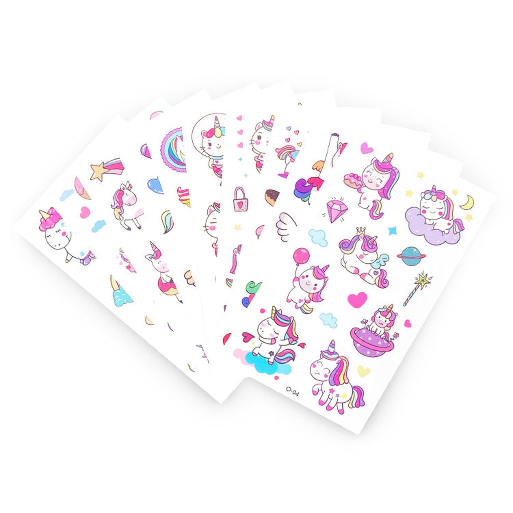 10 x Pack Rainbow Unicorns Mini Tattoo Sheets - PoundToys